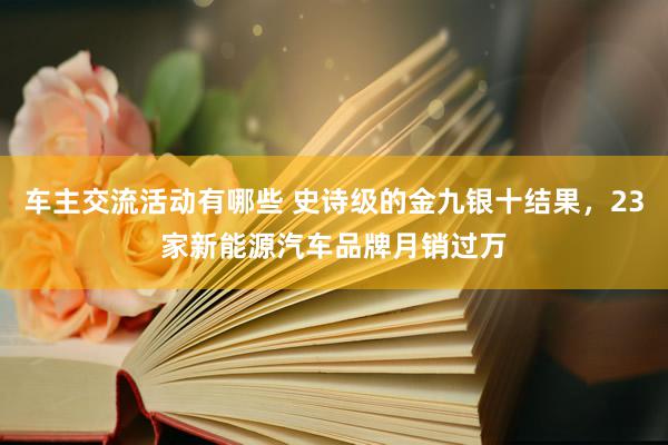 车主交流活动有哪些 史诗级的金九银十结果，23家新能源汽车品牌月销过万