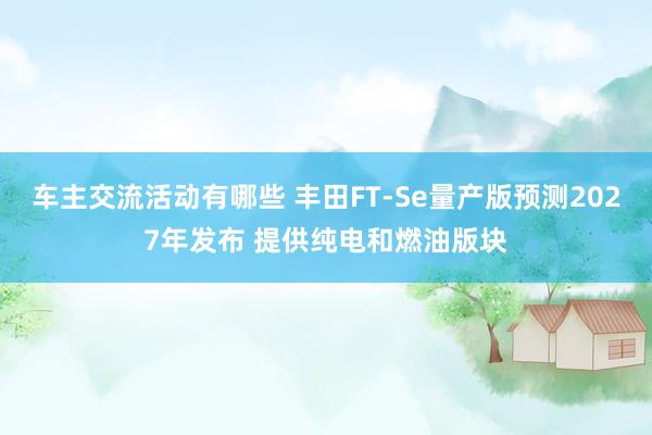 车主交流活动有哪些 丰田FT-Se量产版预测2027年发布 提供纯电和燃油版块