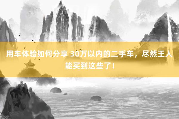 用车体验如何分享 30万以内的二手车，尽然王人能买到这些了！