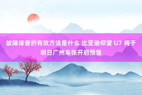 故障排查的有效方法是什么 比亚迪仰望 U7 将于明日广州车张开启预售