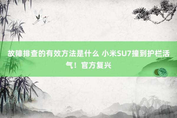 故障排查的有效方法是什么 小米SU7撞到护栏活气！官方复兴