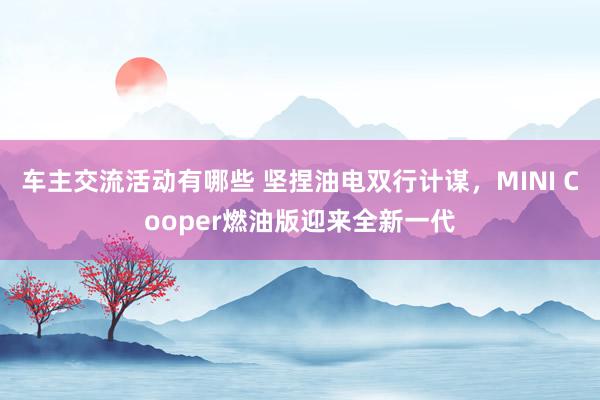 车主交流活动有哪些 坚捏油电双行计谋，MINI Cooper燃油版迎来全新一代