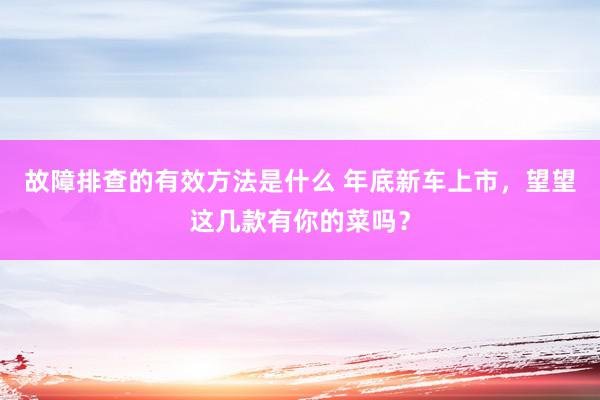 故障排查的有效方法是什么 年底新车上市，望望这几款有你的菜吗？