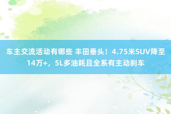 车主交流活动有哪些 丰田垂头！4.75米SUV降至14万+，5L多油耗且全系有主动刹车