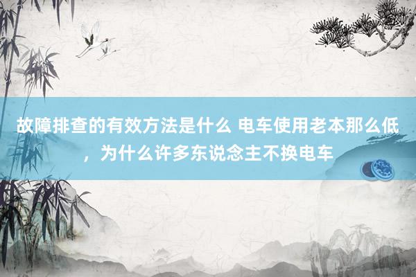 故障排查的有效方法是什么 电车使用老本那么低，为什么许多东说念主不换电车