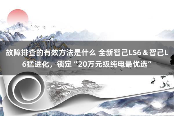 故障排查的有效方法是什么 全新智己LS6＆智己L6猛进化，锁定“20万元级纯电最优选”