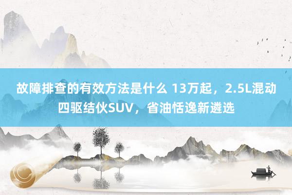 故障排查的有效方法是什么 13万起，2.5L混动四驱结伙SUV，省油恬逸新遴选