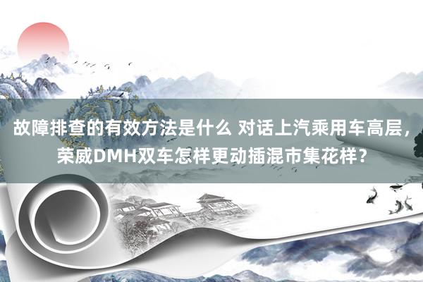 故障排查的有效方法是什么 对话上汽乘用车高层，荣威DMH双车怎样更动插混市集花样？