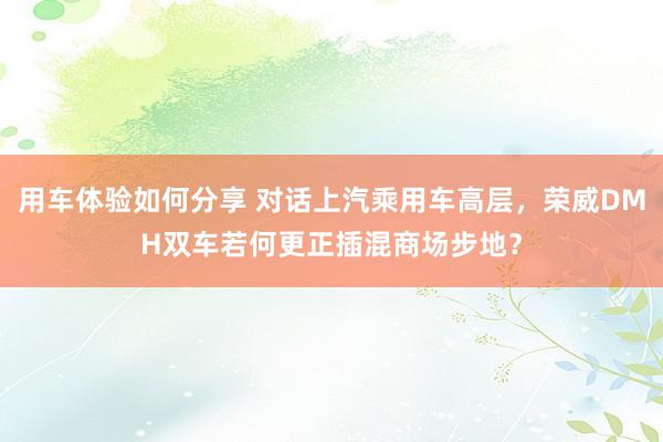 用车体验如何分享 对话上汽乘用车高层，荣威DMH双车若何更正插混商场步地？