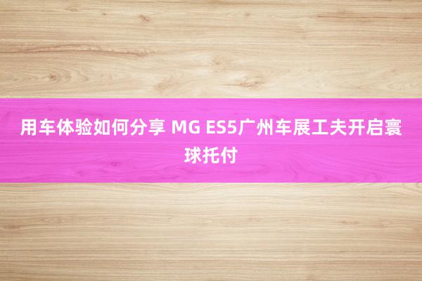 用车体验如何分享 MG ES5广州车展工夫开启寰球托付