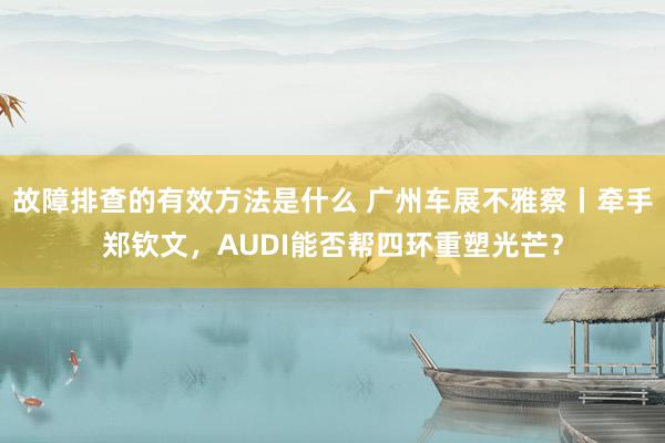 故障排查的有效方法是什么 广州车展不雅察丨牵手郑钦文，AUDI能否帮四环重塑光芒？