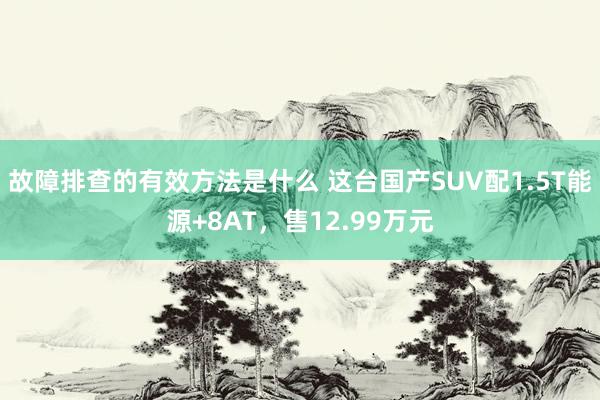 故障排查的有效方法是什么 这台国产SUV配1.5T能源+8AT，售12.99万元