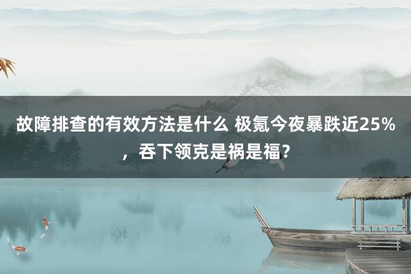 故障排查的有效方法是什么 极氪今夜暴跌近25%，吞下领克是祸是福？