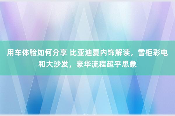 用车体验如何分享 比亚迪夏内饰解读，雪柜彩电和大沙发，豪华流程超乎思象