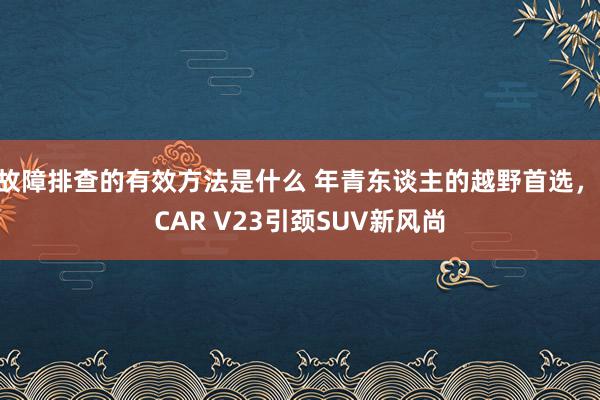 故障排查的有效方法是什么 年青东谈主的越野首选，iCAR V23引颈SUV新风尚