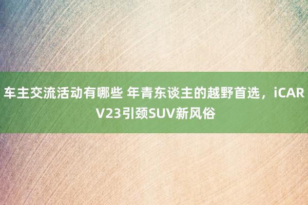 车主交流活动有哪些 年青东谈主的越野首选，iCAR V23引颈SUV新风俗