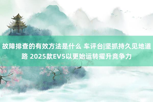 故障排查的有效方法是什么 车评台|坚抓持久见地道路 2025款EV5以更始运转擢升竞争力