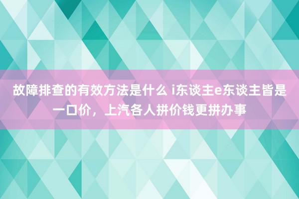 故障排查的有效方法是什么 i东谈主e东谈主皆是一口价，上汽各人拼价钱更拼办事