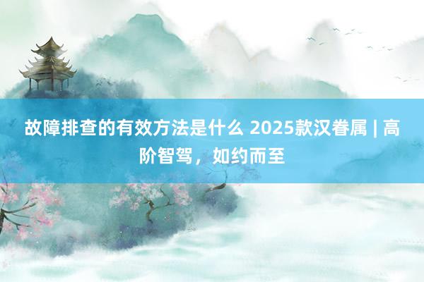 故障排查的有效方法是什么 2025款汉眷属 | 高阶智驾，如约而至