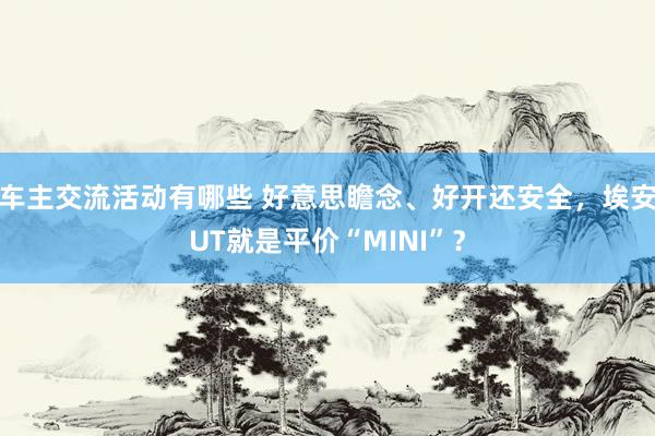 车主交流活动有哪些 好意思瞻念、好开还安全，埃安UT就是平价“MINI”？