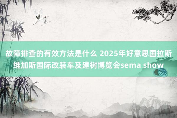 故障排查的有效方法是什么 2025年好意思国拉斯维加斯国际改装车及建树博览会sema show