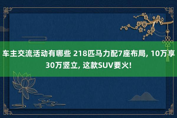 车主交流活动有哪些 218匹马力配7座布局, 10万享30万竖立, 这款SUV要火!