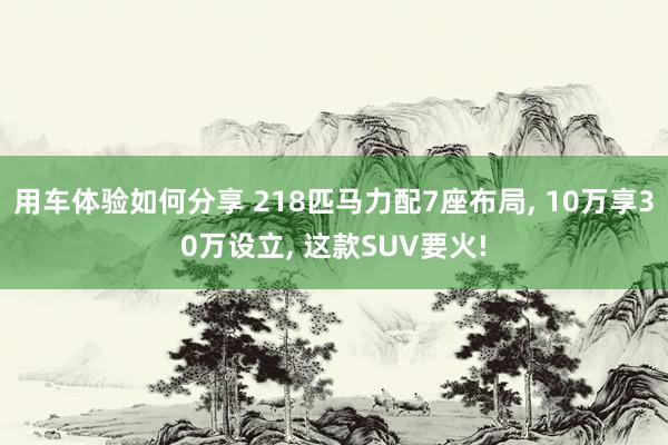 用车体验如何分享 218匹马力配7座布局, 10万享30万设立, 这款SUV要火!