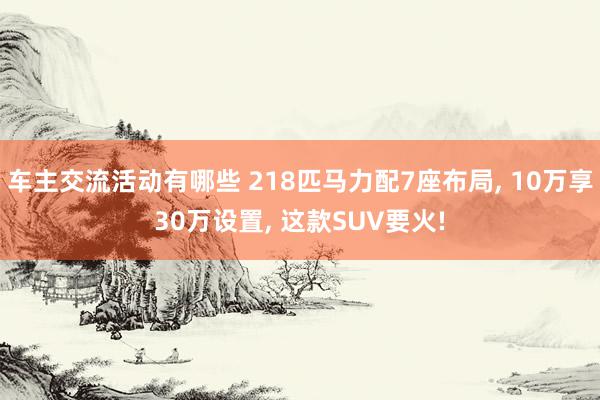 车主交流活动有哪些 218匹马力配7座布局, 10万享30万设置, 这款SUV要火!