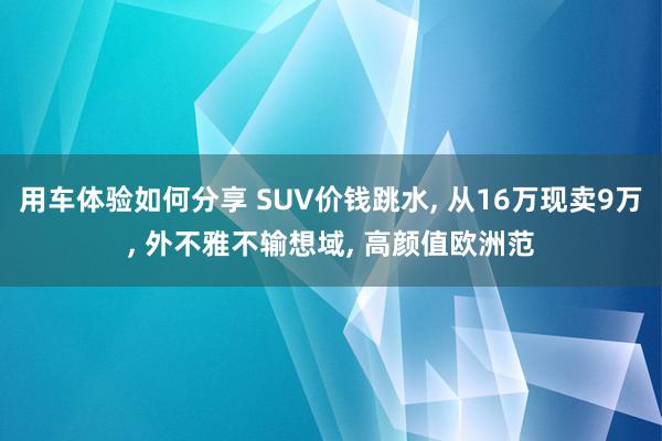 用车体验如何分享 SUV价钱跳水, 从16万现卖9万, 外不雅不输想域, 高颜值欧洲范