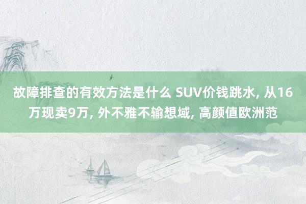 故障排查的有效方法是什么 SUV价钱跳水, 从16万现卖9万, 外不雅不输想域, 高颜值欧洲范