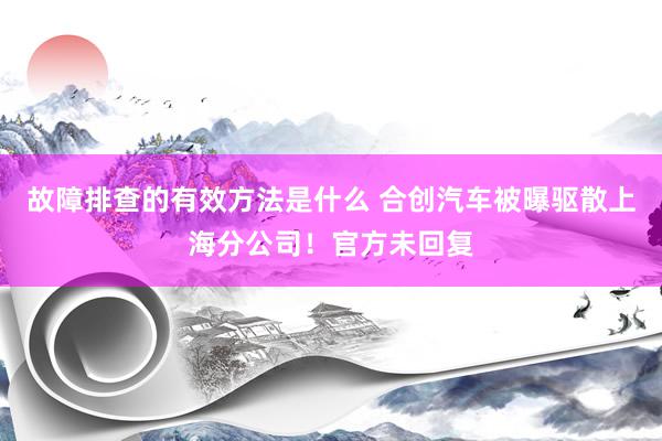 故障排查的有效方法是什么 合创汽车被曝驱散上海分公司！官方未回复