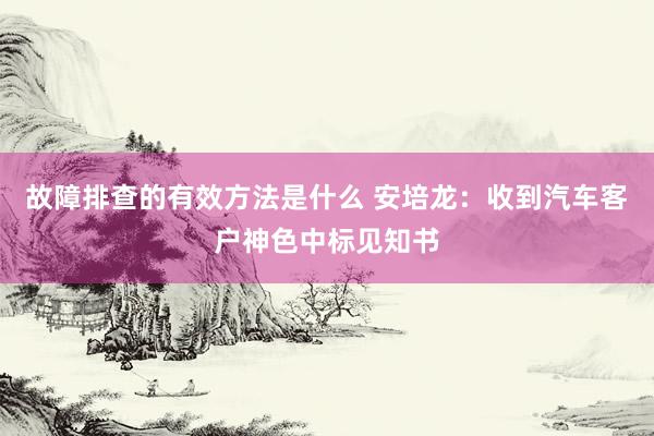 故障排查的有效方法是什么 安培龙：收到汽车客户神色中标见知书