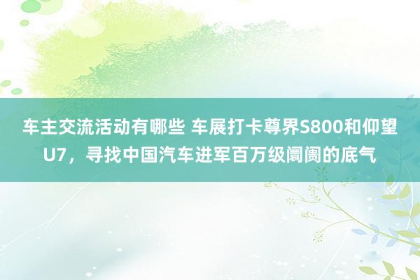 车主交流活动有哪些 车展打卡尊界S800和仰望U7，寻找中国汽车进军百万级阛阓的底气