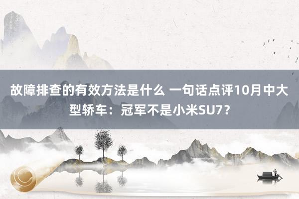 故障排查的有效方法是什么 一句话点评10月中大型轿车：冠军不是小米SU7？