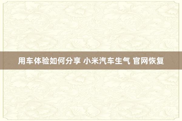 用车体验如何分享 小米汽车生气 官网恢复