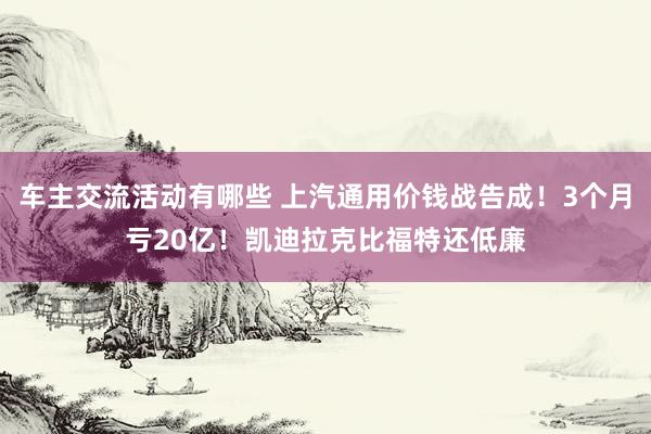 车主交流活动有哪些 上汽通用价钱战告成！3个月亏20亿！凯迪拉克比福特还低廉