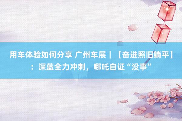 用车体验如何分享 广州车展｜【奋进照旧躺平】：深蓝全力冲刺，哪吒自证“没事”