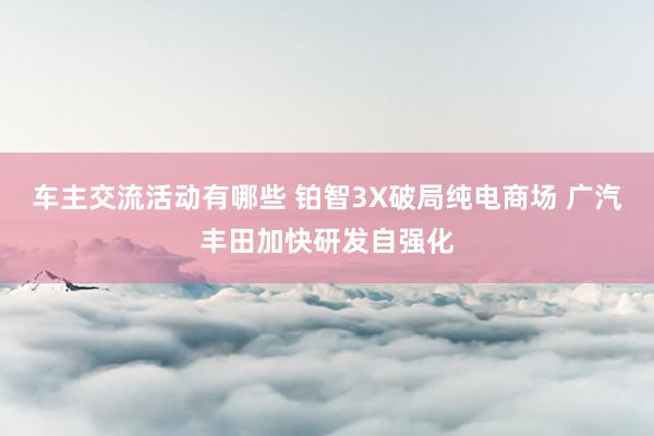 车主交流活动有哪些 铂智3X破局纯电商场 广汽丰田加快研发自强化