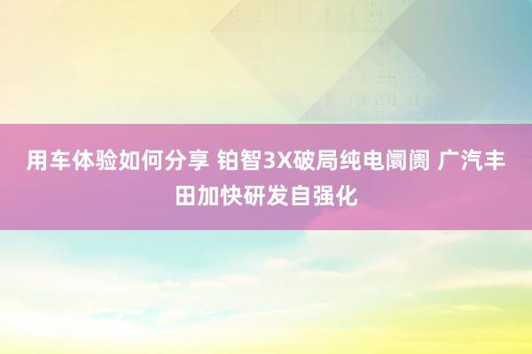 用车体验如何分享 铂智3X破局纯电阛阓 广汽丰田加快研发自强化