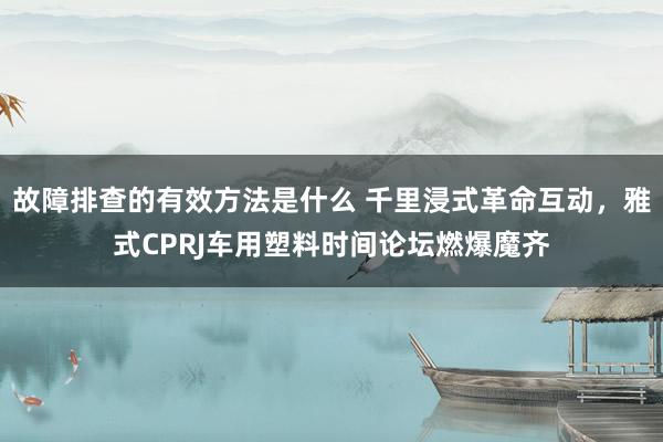 故障排查的有效方法是什么 千里浸式革命互动，雅式CPRJ车用塑料时间论坛燃爆魔齐