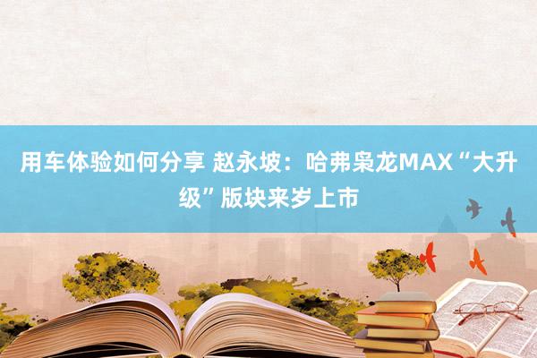 用车体验如何分享 赵永坡：哈弗枭龙MAX“大升级”版块来岁上市