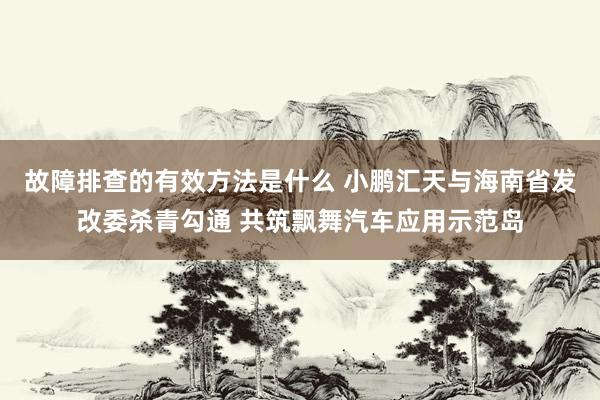 故障排查的有效方法是什么 小鹏汇天与海南省发改委杀青勾通 共筑飘舞汽车应用示范岛