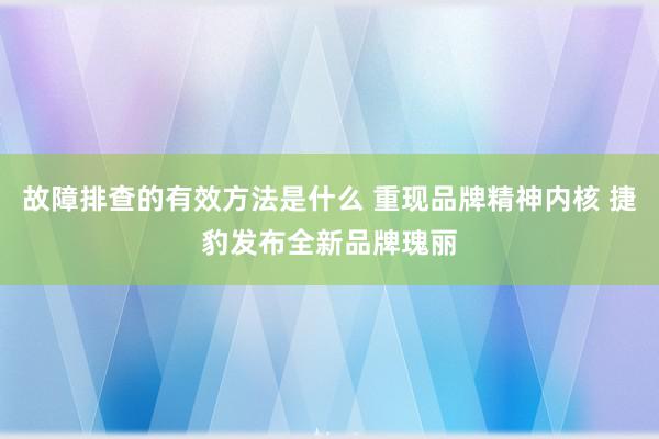 故障排查的有效方法是什么 重现品牌精神内核 捷豹发布全新品牌瑰丽