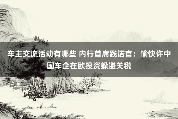 车主交流活动有哪些 内行首席践诺官：愉快许中国车企在欧投资躲避关税