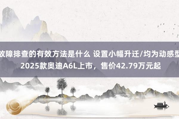 故障排查的有效方法是什么 设置小幅升迁/均为动感型 2025款奥迪A6L上市，售价42.79万元起