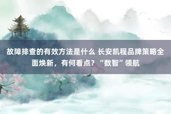 故障排查的有效方法是什么 长安凯程品牌策略全面焕新，有何看点？“数智”领航