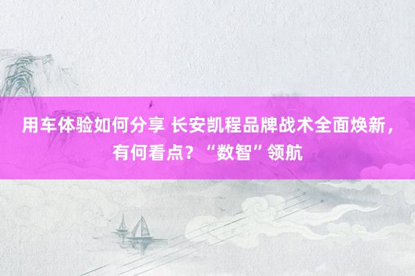 用车体验如何分享 长安凯程品牌战术全面焕新，有何看点？“数智”领航